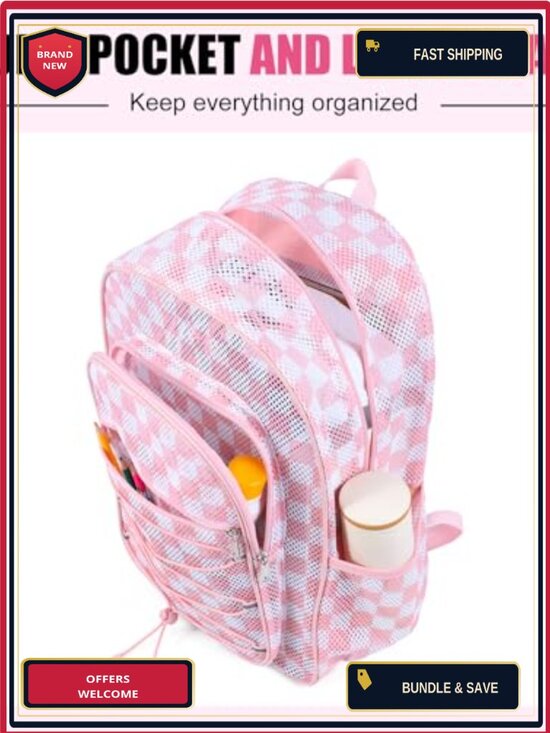 Heavy Duty Mesh Backpack See Through Bookbag for School, Sports, Travel main image 6